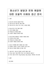 청소년기 발달과 문제 해결에 대한 포괄적 이해와 접근 분석