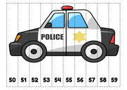 영어유치원 숫자(50~79)교육용 차량 퍼즐 (경찰차, 소방차, 구급차)