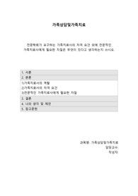 전문학회가 요구하는 가족치료사의 자격 요건 외에 전문적인 가족치료사에게 필요한 자질은 무엇이 있다고 생각하는지 쓰시오.