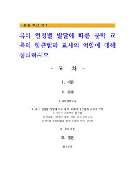 유아 연령별 발달에 따른 문학 교육의 접근법과 교사의 역할에 대해 정리하시오