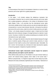 (영문) Criminalisation of abortion on bodily autonomy and human rights