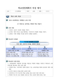 초빙 학교장 학교경영계획서 작성 예시