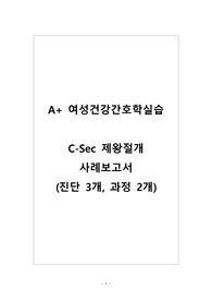A+ 여성실습 제왕절개(C-sec) 사례보고서(간호진단 3개, 과정 2개)