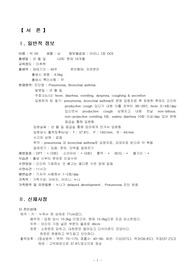 A++ 아동 폐렴, 기관지 천식 문헌고찰 및 간호과정(CASE STUDY)/ 간호진단 총 5개 평가까지 포함(비효율적 호흡양상, 고체온, 체액부족 위험, 피부 통합성 변화, 우울감)