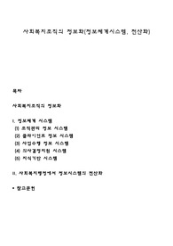 사회복지조직의 정보화(정보체계시스템, 전산화)