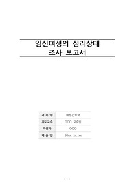 임신 여성의 심리상태 조사 보고서/인터뷰
