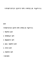 사회복지조직의 원리에 대해 구체적으로 서술하시오
