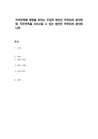 직무만족에 영향을 미치는 주요한 원인은 무엇이라 생각하며, 직무만족을 지속시킬 수 있는 방안은 무엇이라 생각합니까