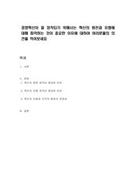 경영혁신이 잘 정착되기 위해서는 혁신의 원천과 유형에 대해 파악하는 것이 중요한 이유에 대하여 여러분들의 의견을 적어보세요