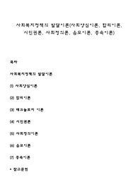 사회복지정책의 발달이론(사회양심이론, 합리이론, 시민권론, 사회정의론, 음모이론, 종속이론)
