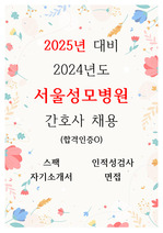 (2025년 대비) 2024년도 가톨릭 서울성모병원 신규간호사 자기소개서 + 인적성 + 면접 (최종합격 인증 O)