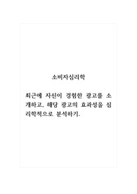 소비자심리학_최근에 자신이 경험한 광고를 소개하고, 해당 광고의 효과성을 심리학적으로 분석하기.