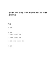 청소년의 위기 안전망 구축과 활성화에 대한 자기 의견을 제시하시오