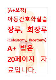 [A+보장]아동간호학실습 장루, 회장루(Colostomy, Ileostomy) 간호, 간호진단, 간호과정, 컨퍼런스, 케이스스터디 20페이지 자료입니다.