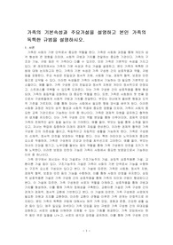 가족의 기본속성과 주요가설을 설명하고 본인 가족의 독특한 규범을 설명하시오.