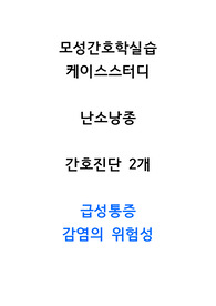 A+ 모성간호학실습 케이스스터디 난소낭종 간호진단2개 급성통증 감염의 위험성