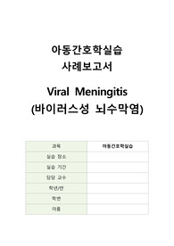 바이러스성 뇌수막염 케이스 A+, 간호진단 5개 - 간호과정 3개