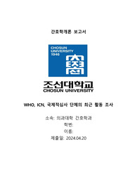 조선대학교 간호학과 간호학개론 개인보고서 &lt;WHO, ICN, 국제적십자사 단체의 최근 활동 조사&gt;