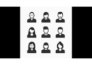 PPT 파워포인트가 돋보이는 인물 상반신 아이콘 모음 (블랙&화이트)