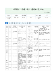 [평가계획서][요청자료] 고등학교 정치와 법 교수학습계획 및 평가계획서 예시입니다. 유용하게 사용하시길 바랍니다.