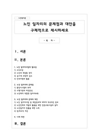 노인 일자리의 문제점과 대안을 구체적으로 제시하세요