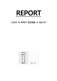 A+ 스포츠 속 폭력이 정당화될 수 있는가_종합격투기_생활체육 레포트