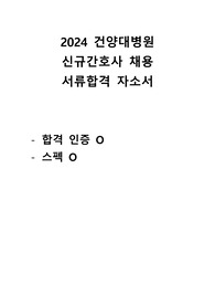 [지자무/저토익] 2024 건양대학교병원 신규간호사 합격 자소서