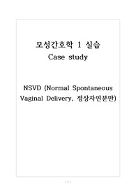 [A+자료] 자연분만(NSVD) 간호과정, 케이스 스터디, NSVD CASE, 자연분만 케이스 자연분만 간호과정, 급성통증, 체액부족의 위험성, 간호과정 3개