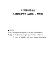 A+ 모성간호학실습 질탈출증 간호과정 (급성통증, 감염위험성, 낙상위험성)