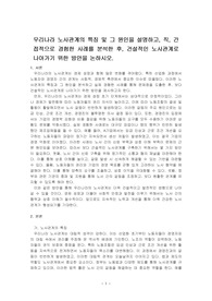 우리나라 노사관계의 특징 및 그 원인을 설명하고, 직, 간접적으로 경험한 사례를 분석한 후, 건설적인 노사관계로 나아가기 위한 방안을 ~