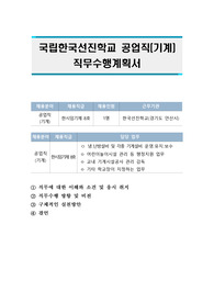 국립한국선진학교 공업직(기계) 직무수행계획서