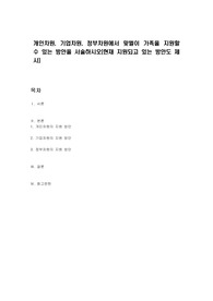 개인차원, 기업차원, 정부차원에서 맞벌이 가족을 지원할 수 있는 방안을 서술하시오(현재 지원되고 있는 방안도 제시)