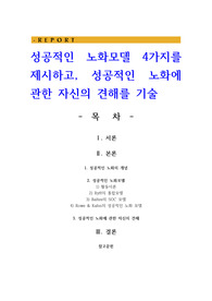 성공적인 노화모델 4가지를 제시하고 성공적인 노화에 관한 자신의 견해를 기술