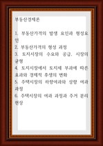 부동산경제론 )  1. 부동산가격의 발생 요인과 형성요인 2. 부동산가격의 형성 과정 3. 토지시장의 수요와 공급, 시장의 균형 4. 토지시장에서