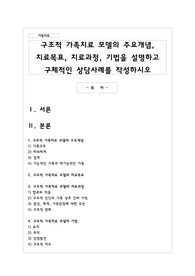 구조적 가족치료 모델의 주요개념 치료목표 치료과정 기법을 설명하고 구체적인 상담사례를 작성하시오