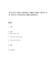 우리나라가 당면한 사회문제로 저출생 문제를 극복하기 위한 목적으로 가족교육프로그램을 설계하시오
