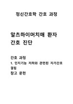 알츠하이머치매 환자 간호 진단,  간호 과정  1. 자가간호결핍