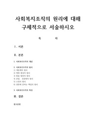 사회복지조직의 원리에 대해 구체적으로 서술하시오