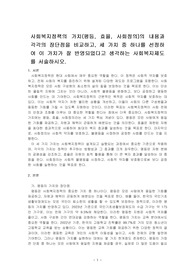 사회복지정책의 가치(평등, 효율, 사회정의)의 내용과 각각의 장단점을 비교하고, 세 가치 중 하나를 선정하여 이 가치가 잘 반영되었다고 생각하는 사회복지제도를 서술하시오.