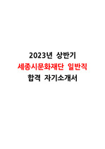 2023년 세종시문화재단 합격 자기소개서(직무수행계획서 포함)