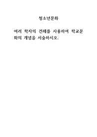 청소년문화_여러 학자의 견해를 사용하여 학교문화의 개념을 서술하시오.