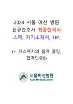 2025대비 2024년 서울아산병원 신규간호사 최종합격자 자기소개서 (스펙,팁 포함)