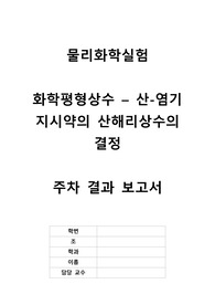 물리화학실험 화학평형상수 산염기 지시약의 산해리상수의 결정 결과보고서