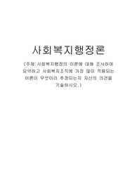 사회복지행정의 이론에 대해 조사하여 요약하고 사회복지조직에 가장 많이 적용되는 이론이 무엇이라 추정되는지 자신의 의견을 기술하시오