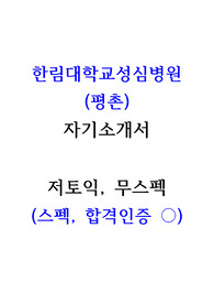 2024 한림대학교 성심병원 (평촌) 신규간호사 자기소개서 (인증 ㅇ, 저스펙)