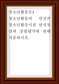 청소년활동론1 ) 청소년활동의 안전과 청소년활동시설 안전점검과 종합평가에 관해 서술