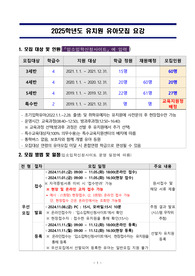 공립단설유치원, 원아모집 계획, 2025,원아모집 2