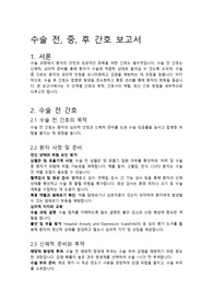 수술 전, 중, 후 간호 보고서