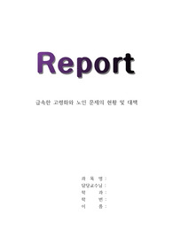 노인복지론/A/급속한 고령화와 노인 문제의 현황 및 대책/우리사회 고령화와 관련해 발생하는 노인문제를 찾아 현황을 제시하고, 원인을 분석한 뒤 예방과 해결을 위한 대안을 작성하시오.