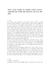 한국의 근로자 보호정책 중 임금정책 3가지와 근로시간, 산업안전에 대한 정책에 대해 정리하시오 (총 5가지 정책 정리)